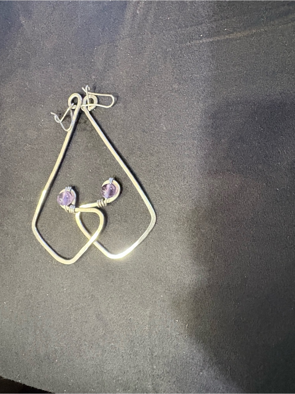 Handmade Wire Wrapped Amethyst Earrings.